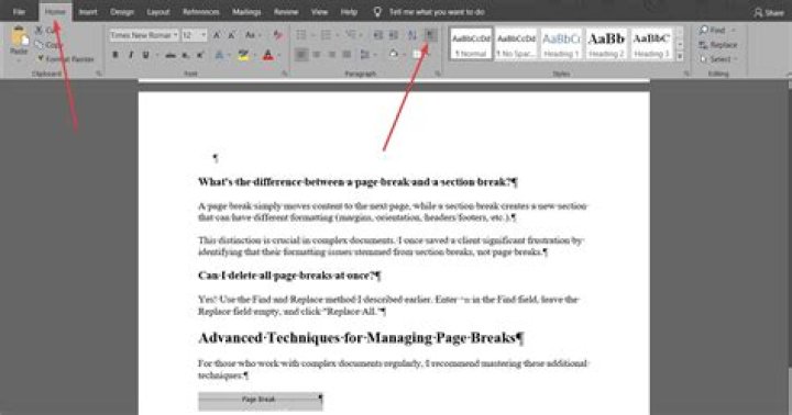 How do I eliminate page breaks in Word?