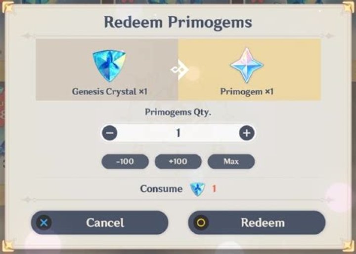 How many Primogems is 6480 Genesis Crystals?