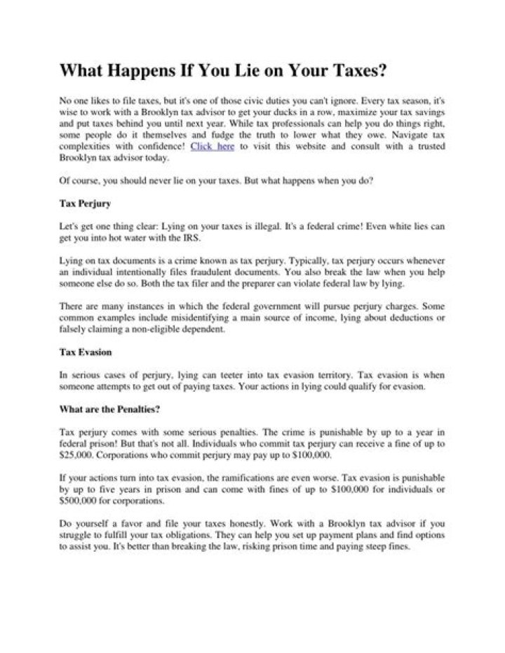 What happens if you lie on your taxes?