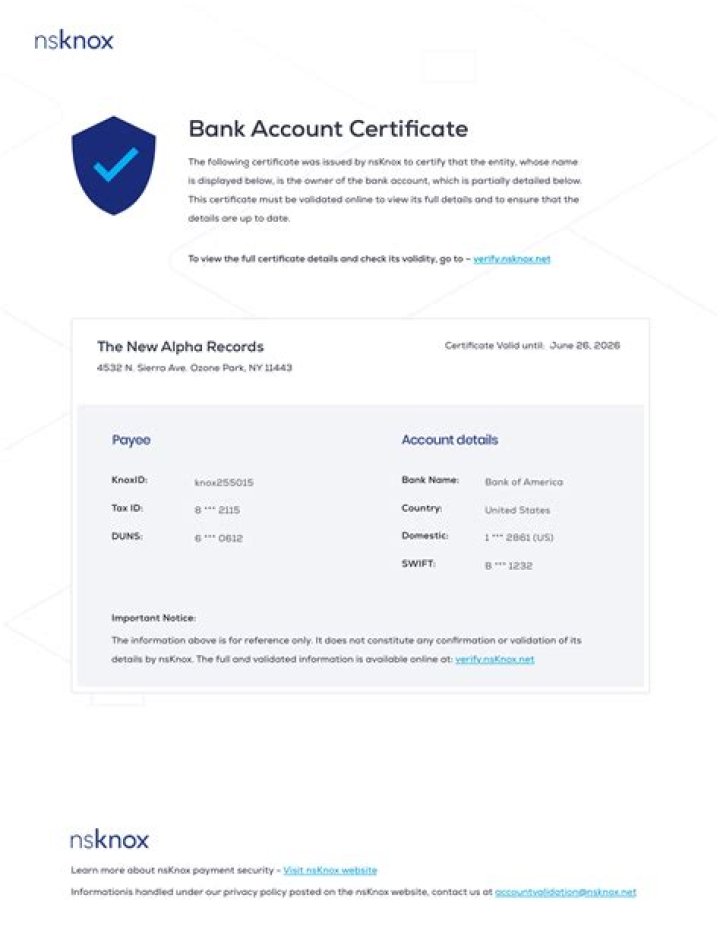 What is proof of bank account?