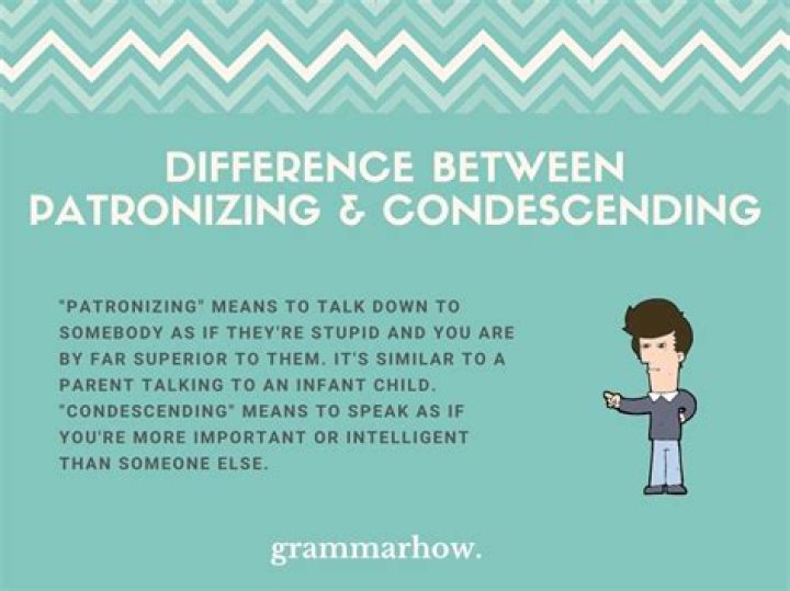 What is the difference between patronizing and condescending?